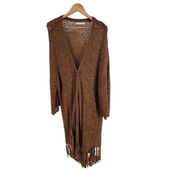 Boho Fringe Open-Knit Duster Cardigan – One Size - Picture 4 of 10